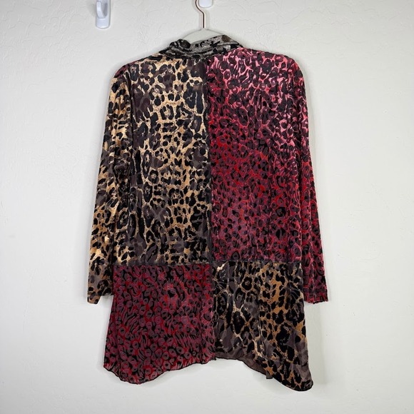 Ali Miles Velvet Animal Leopard Print Button Up Tunic Top Artsy Colorful Size M - Picture 6 of 12